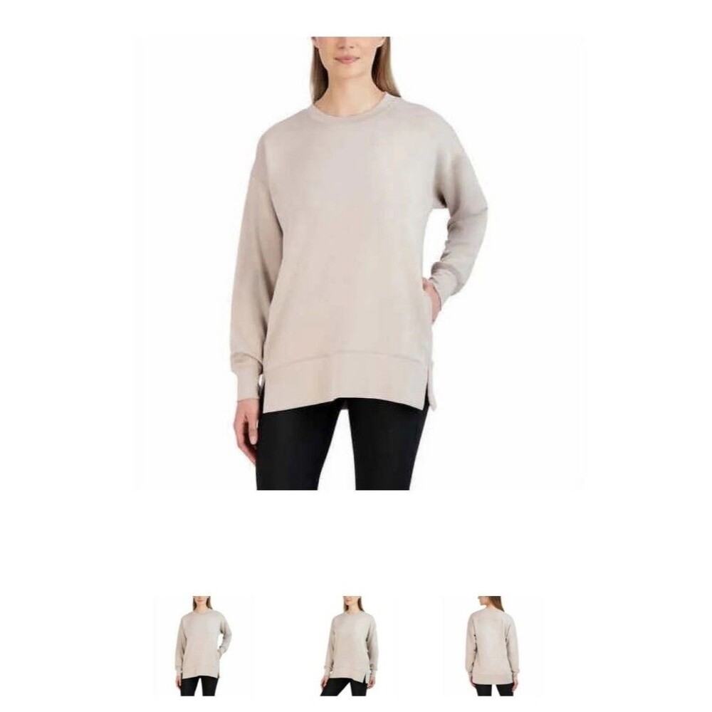 Sage Collective Women's Beige Solid Stretch Crew Neck Pullover Sweater Size XXL